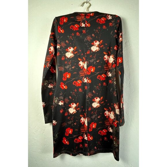Aritzia Wildred Fleure Mini Bodycon Dress Women's XS Black Floral Long Sleeve - Picture 2 of 10